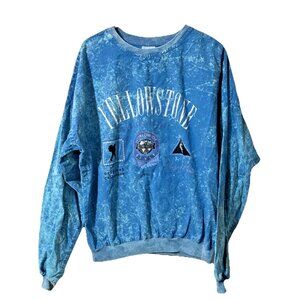 Vintage SDI Sportwear Blue  Yellowstone Cotton Long Sleeve Shirt USA Size XL